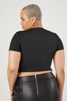 Women's Fitted Cropped Crew T-Shirt in Black, 0X