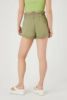 Women's Denim Paperbag Shorts in Olive Medium