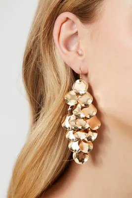 Women's Tiered Disc Drop Earrings in Gold