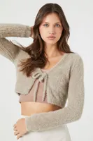 Women's Fuzzy Cropped Cardigan Sweater Goat