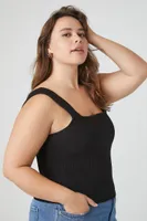 Women's Sweater-Knit Tank Top in Black, 2X