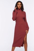 Women's Ribbed Midi Sweater Dress Brick,