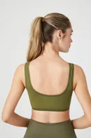 Women's Scoop-Neck Sports Bra in Olive/Green Small