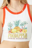 Women's Pineapple Cropped Ringer Tank Top White