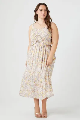 Women's Ditsy Floral Maxi Dress in Ivory, 2X
