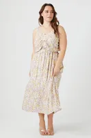 Women's Ditsy Floral Maxi Dress in Ivory, 2X