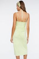 Women's Ruched Cutout Halter Midi Dress in Wild Lime Medium