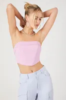 Women's Ponte Knit Cropped Tube Top in Dawn Pink, XL