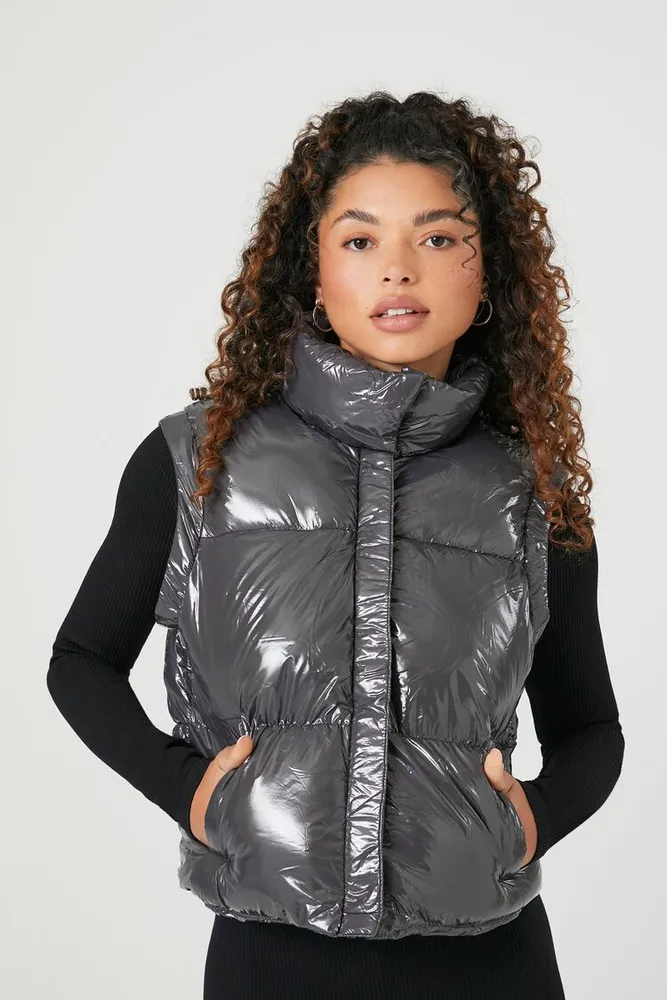 Women's Quilted Puffer Vest in Black Medium