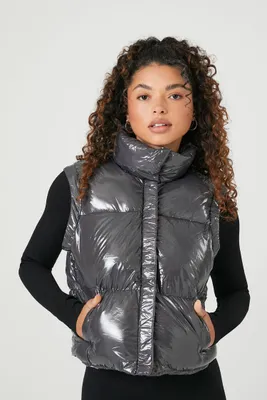 Women's Quilted Puffer Vest in Black Small