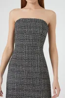 Women's Tweed Tube Mini Dress in Black, XS