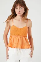 Women's Crochet Flounce Cami in Cantaloupe, XS