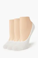 Ribbed No-Show Socks - 3 pack in White/White