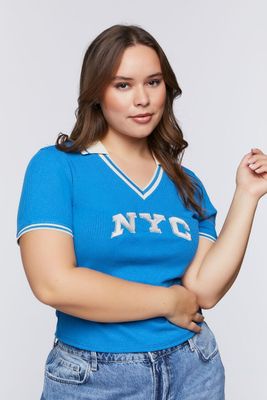 Women's NYC Polo Shirt in Blue, 0X