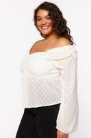 Women's Chiffon Off-the-Shoulder Top in Vanilla, 0X