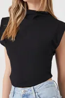 Women's Mock Neck Cap-Sleeve Top