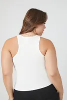 Women's Ribbed Racerback Tank Top in White, 3X