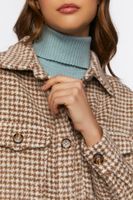 Women's Brushed Houndstooth Longline Shacket in Brown/Cream Medium