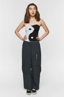 Women's Yin Yang Sweater-Knit Tube Top in Black/White Small