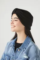 Ribbed Knit Bow Headwrap in Black