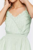 Women's Surplice Tiered Mini Dress in Mint Large