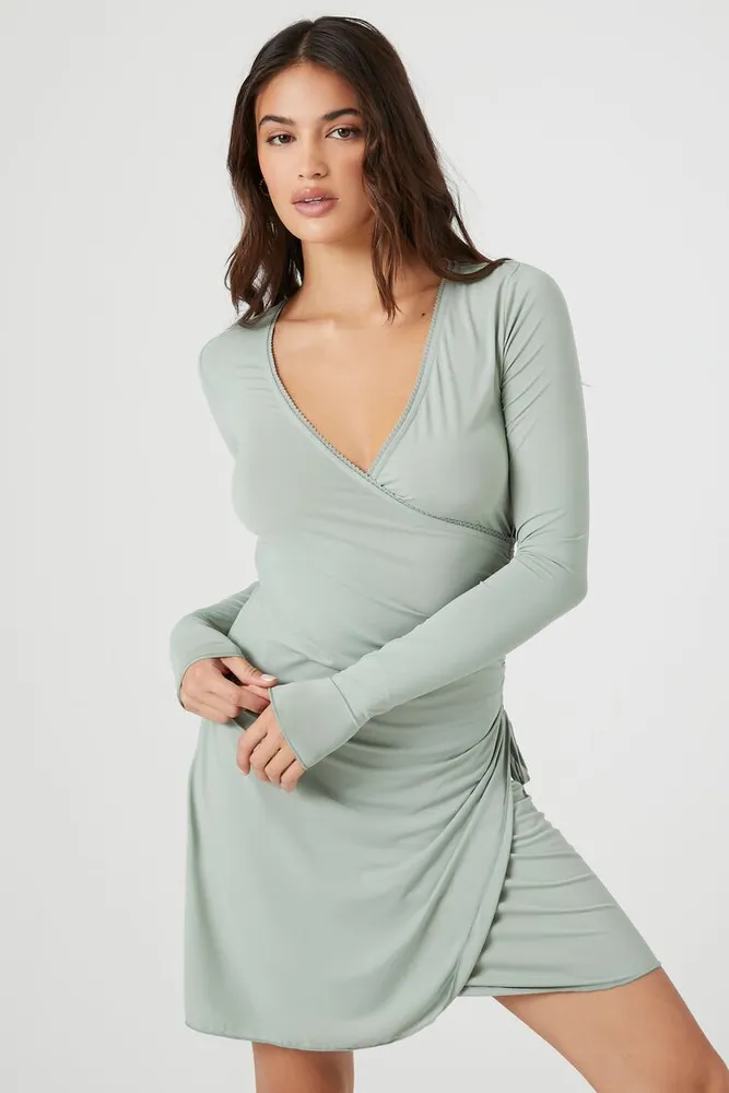 Women's Ruched Mini Wrap Dress