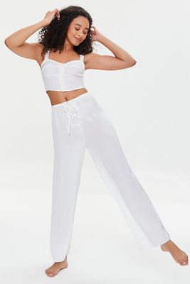 Women's Crisscross Pajama Pants in Ivory Small