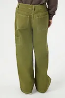 Girls Wide-Leg Utility Pants (Kids) in Olive, 5/6