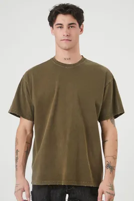 Men Mineral Wash Crew T-Shirt in Olive, XL