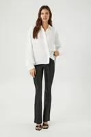 Women's Billowy Pleated Shirt in White Large