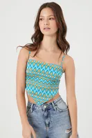 Women's Wavy Print Handkerchief Cami in Blue Medium