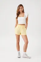 Women's Linen-Blend Paperbag Shorts in Mimosa Large
