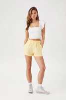 Women's Linen-Blend Paperbag Shorts in Mimosa, XL