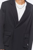 Men Notched Button-Front Blazer in Black Medium