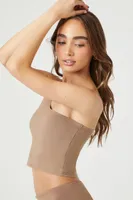 Women's One-Shoulder Crop Top in Ash Brown Large