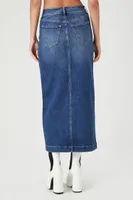 Women's Denim Maxi Slit Skirt in Medium Denim Large