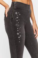 Women's Embroidered High-Rise Flare Jeans in Washed Black, 27