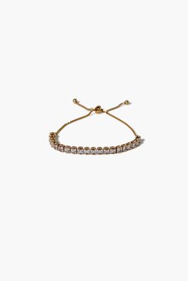 Women's CZ Pull Cord Bracelet in Clear/Gold