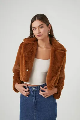 Women's Plush Cropped Coat