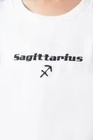 Girls Embroidered Sagittarius T-Shirt (Kids) in White/Black, 5/6