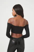 Women's Off-the-Shoulder Crop Top in Black Small
