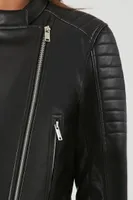 Women's Dual-Zip Faux Leather Moto Jacket in Black, XS