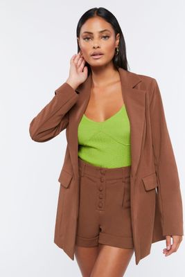 Women's Notched Buttoned Blazer in Cocoa Medium