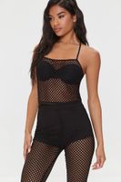 Women's Sheer Mesh Cropped Cami in Black Small