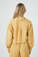 Women's Cropped Stripe Shirt in Goldenrod Small