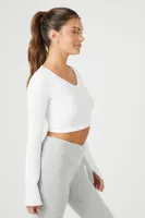 Women's Active Seamless Long-Sleeve Crop Top in White Small