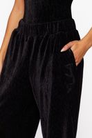 Women's Velvet Wide-Leg Pants in Black Medium