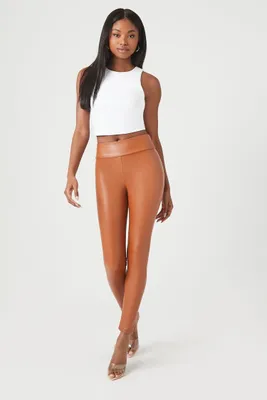 Women's Faux Leather High-Rise Leggings in Chestnut Medium