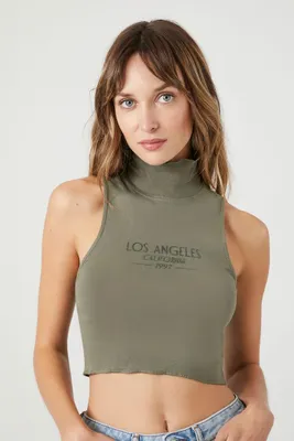 Women's Los Angeles Graphic Crop Top in Cypress Small