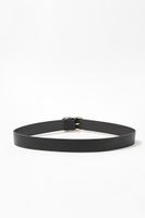 Faux Leather D-Ring Belt in Black/Gold, S/M